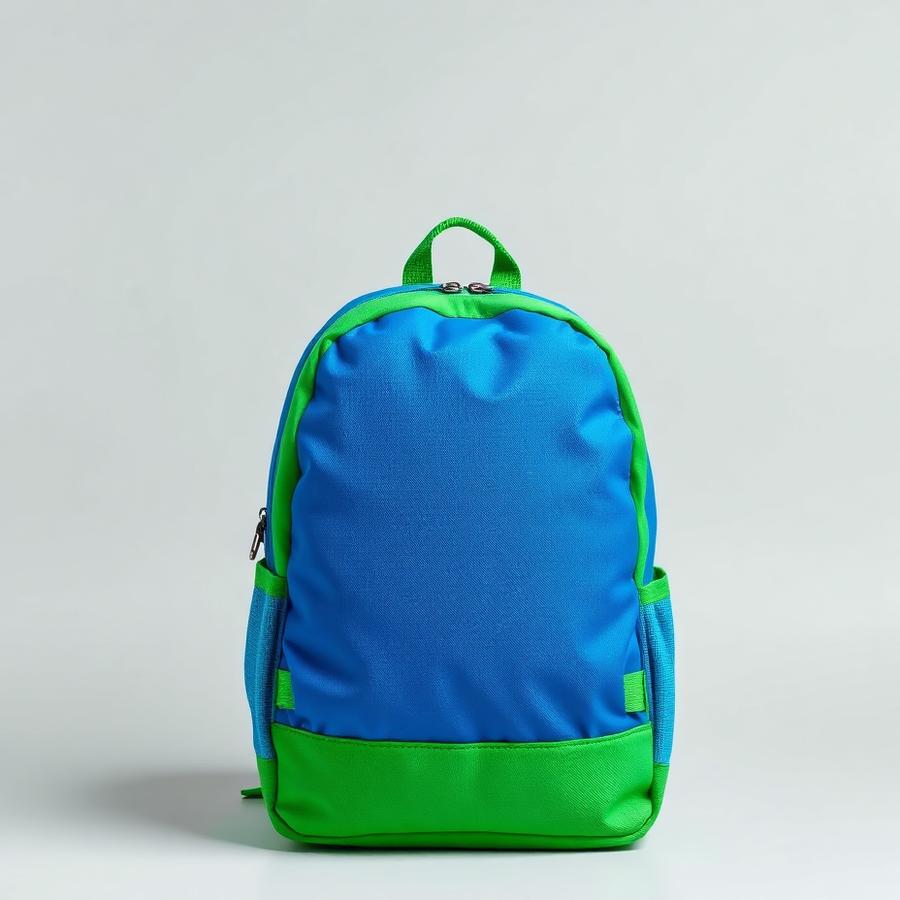 Bright blue and green kids school backpack